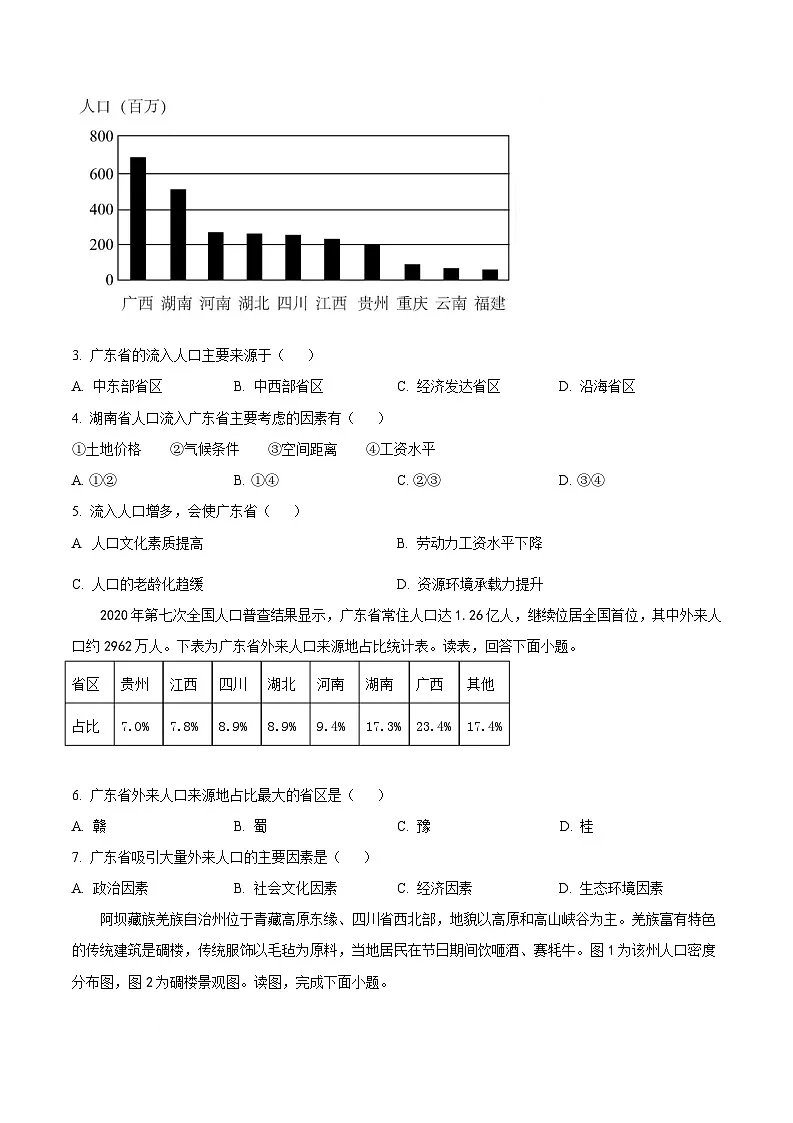 北京市第五十五中学2024-2025学年高一下学期3月阶段性调研地理（等级考）试卷（含答案）第2页
