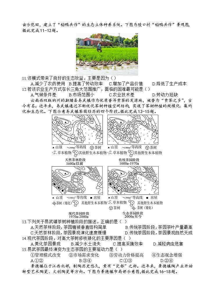 四川省遂宁市射洪中学2024-2025学年高一下学期期中考试 地理 含答案第3页