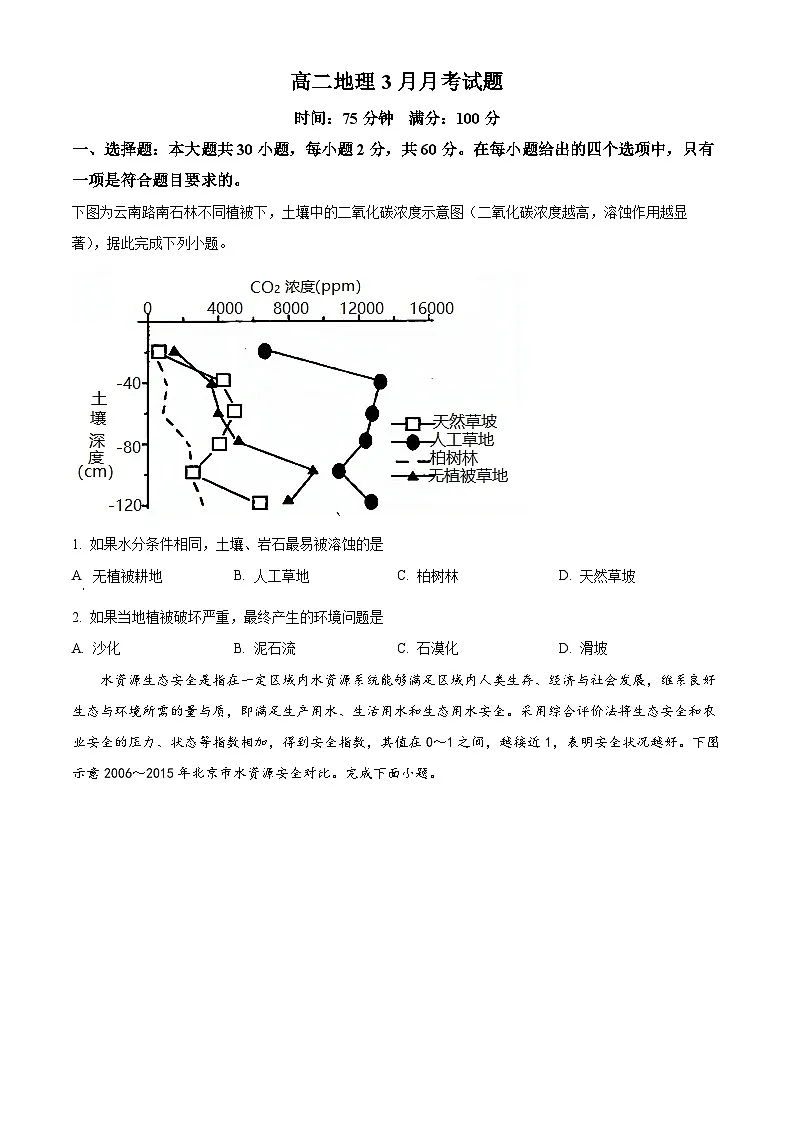 河北省唐县第一中学2024-2025学年高二下学期3月月考地理试题（原卷版+解析版）第1页