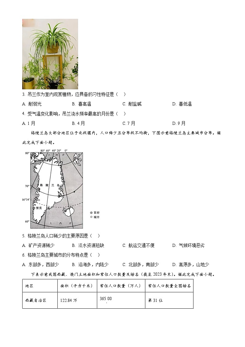 河南省九师联盟2024-2025学年高一下学期第一次月考地理试题（原卷版+解析版）第2页