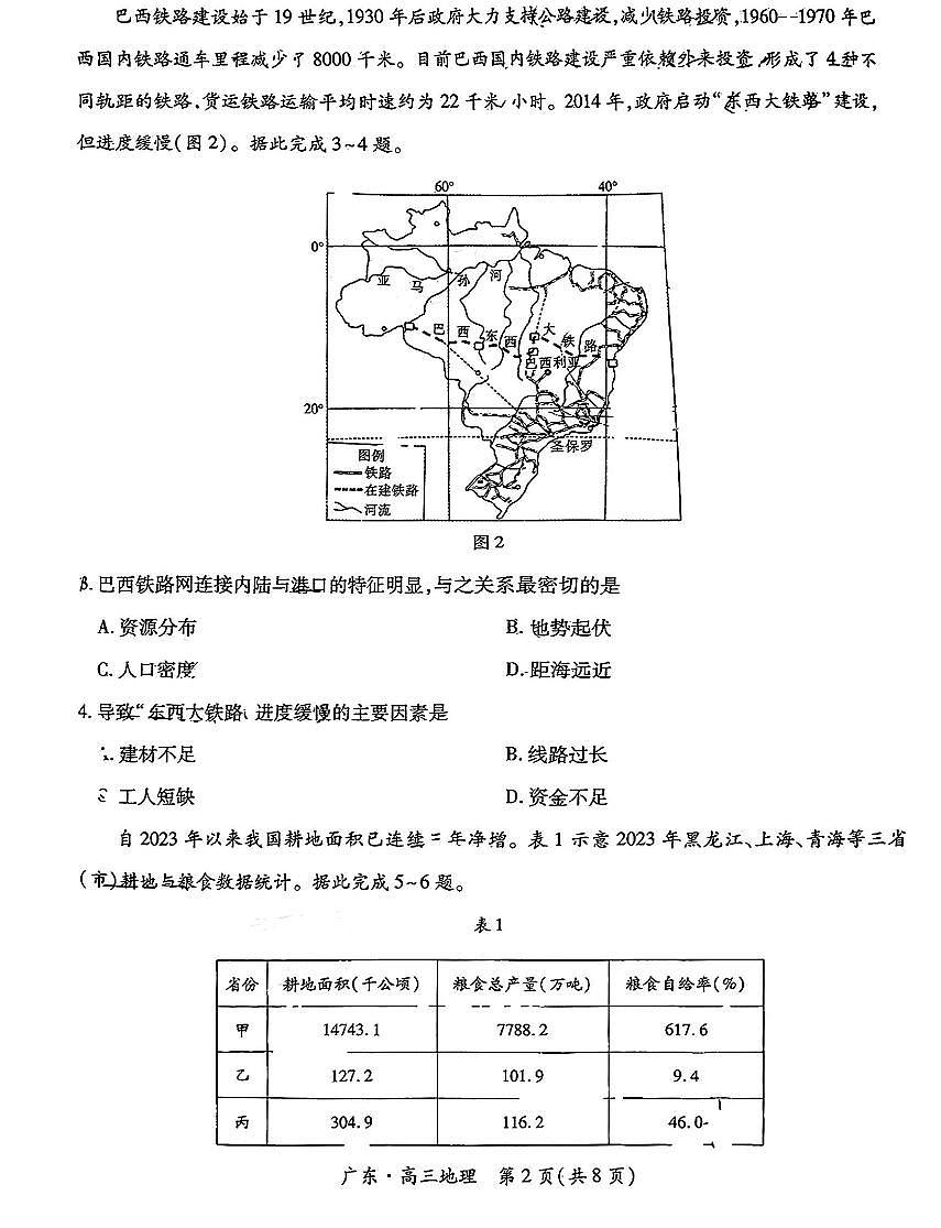 广东省上进联考2025届高三下学期5月联合测评-地理试题+答案第2页