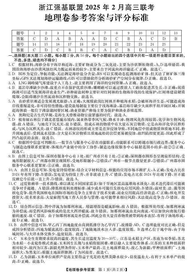 高三强基5月联考卷--地理DA(1)第1页