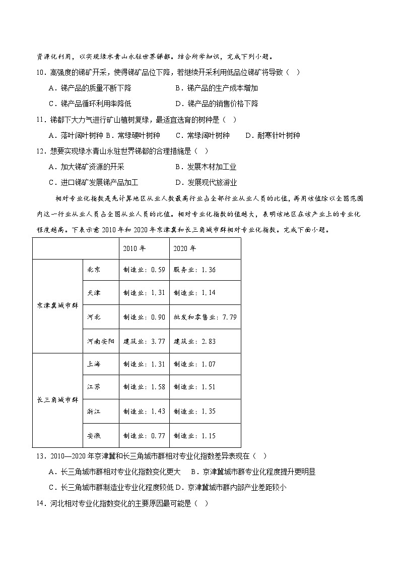 河南省郑州外国语学校2024-2025学年高二下学期月考1地理试卷（Word版附答案）第3页