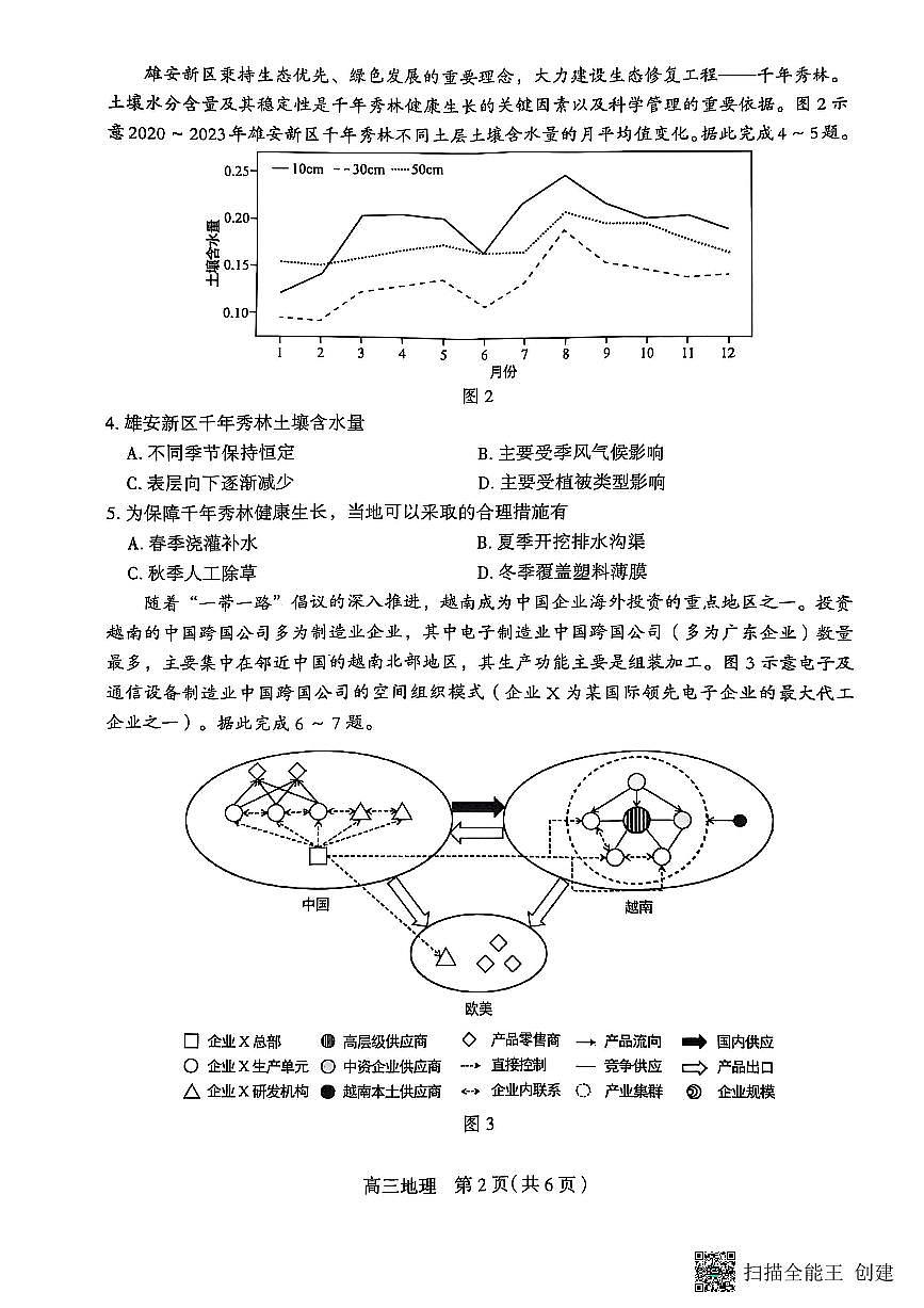石家庄市2025届普通高中毕业年级教学质量检测（三）地理试卷第2页