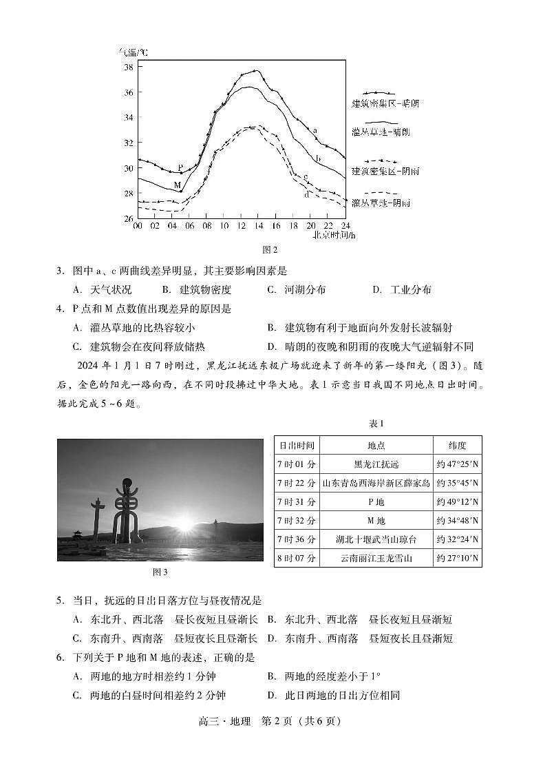 广东省肇庆市2025届高中毕业班第一次模拟考试 地理试题（含答案）第2页