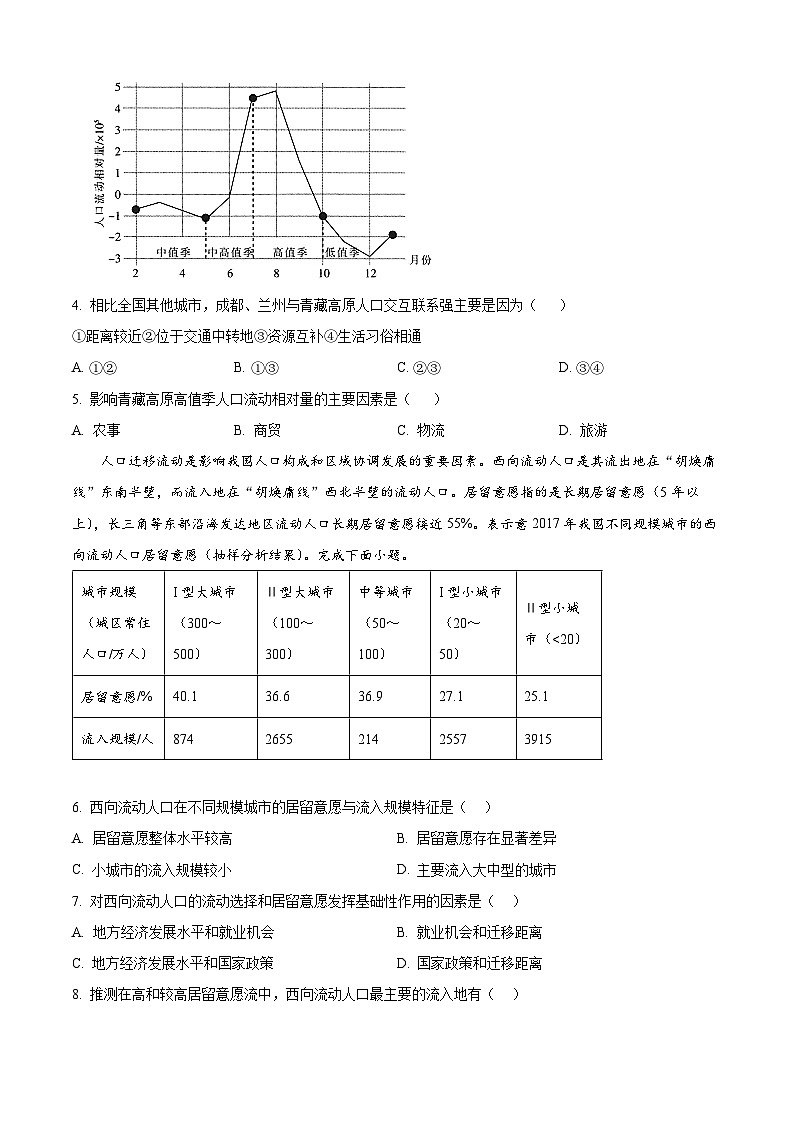 山东省师范大学附属中学2024-2025学年高一下学期3月月考地理试题（原卷版+解析版）第2页