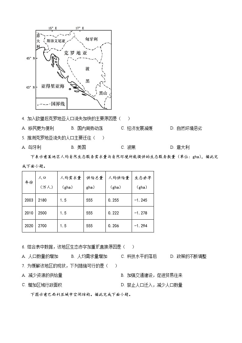 陕西省榆林市府谷县第一中学2024-2025学年高一下学期3月月考地理试题（原卷版+解析版）第2页