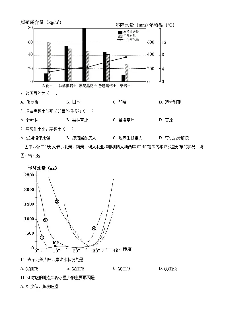 天津市滨海新区塘沽第一中学2024-2025学年高二下学期3月月考地理试题（原卷版+解析版）第3页