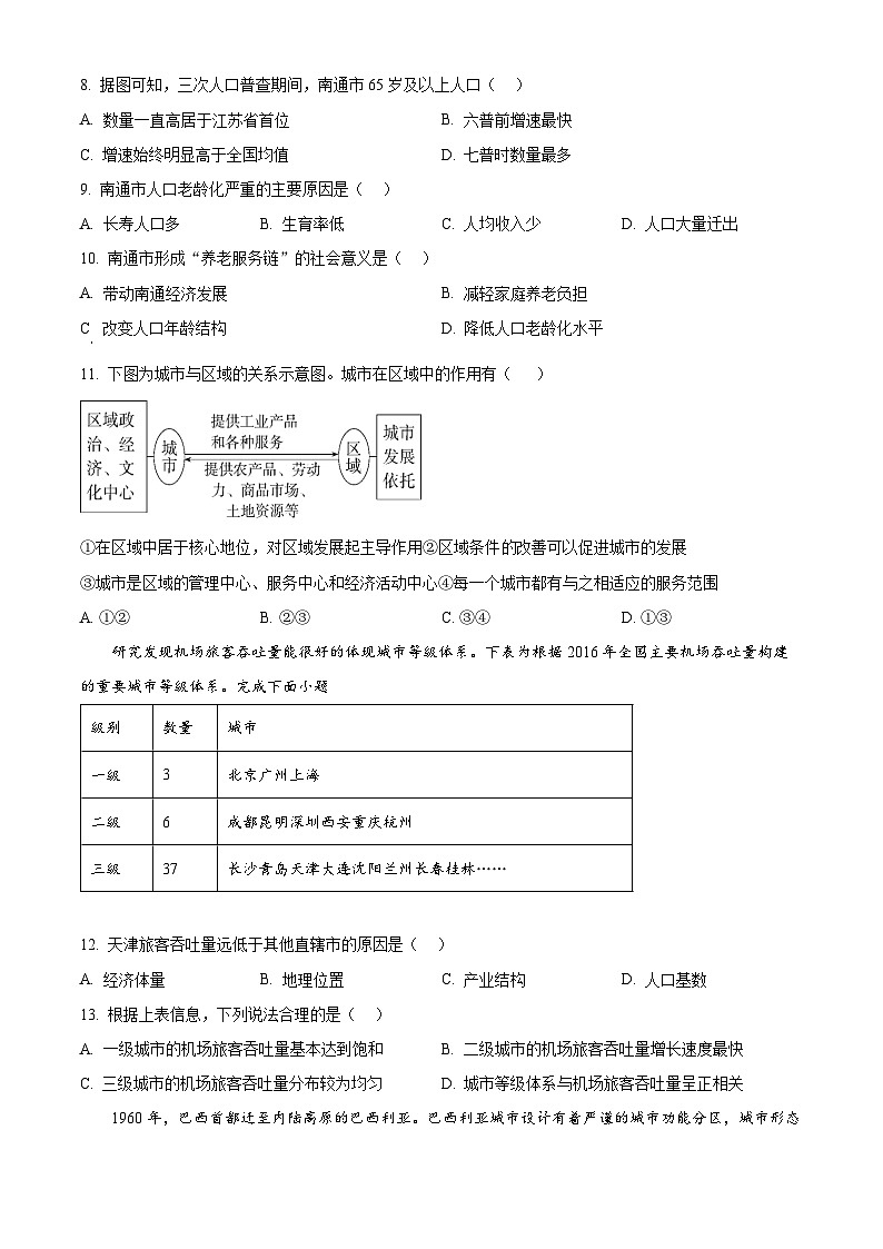 天津市第十四中学2024-2025学年高一下学期3月月考地理试题（原卷版+解析版）第3页