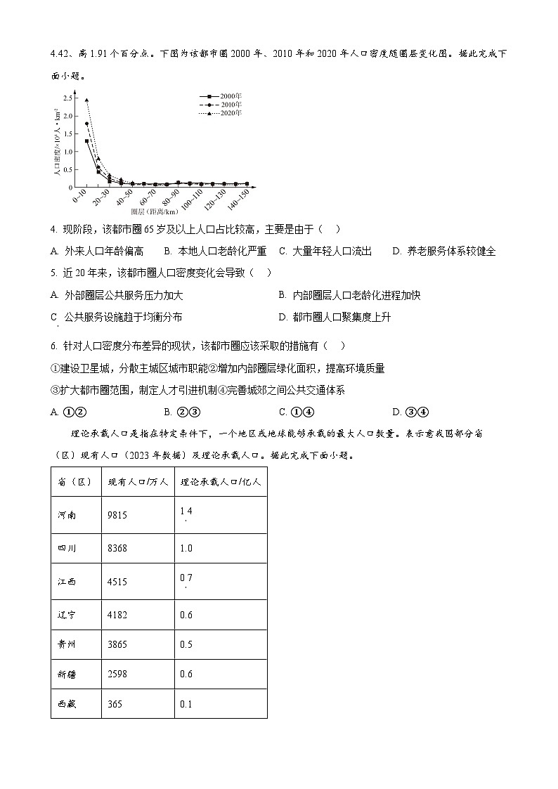 重庆市万州第三中学等多校2024-2025学年高一下学期3月月考地理试题（原卷版+解析版）第2页