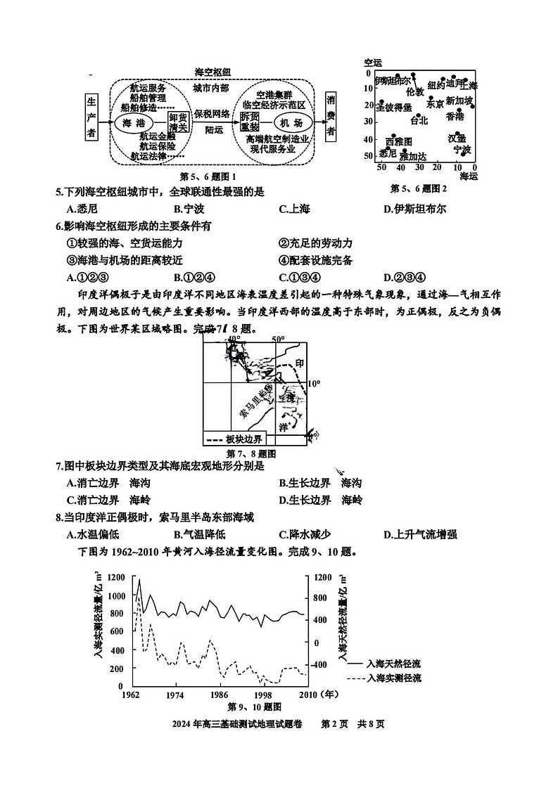2025届浙江省嘉兴市高三9月基础测试-地理（含答案）第2页