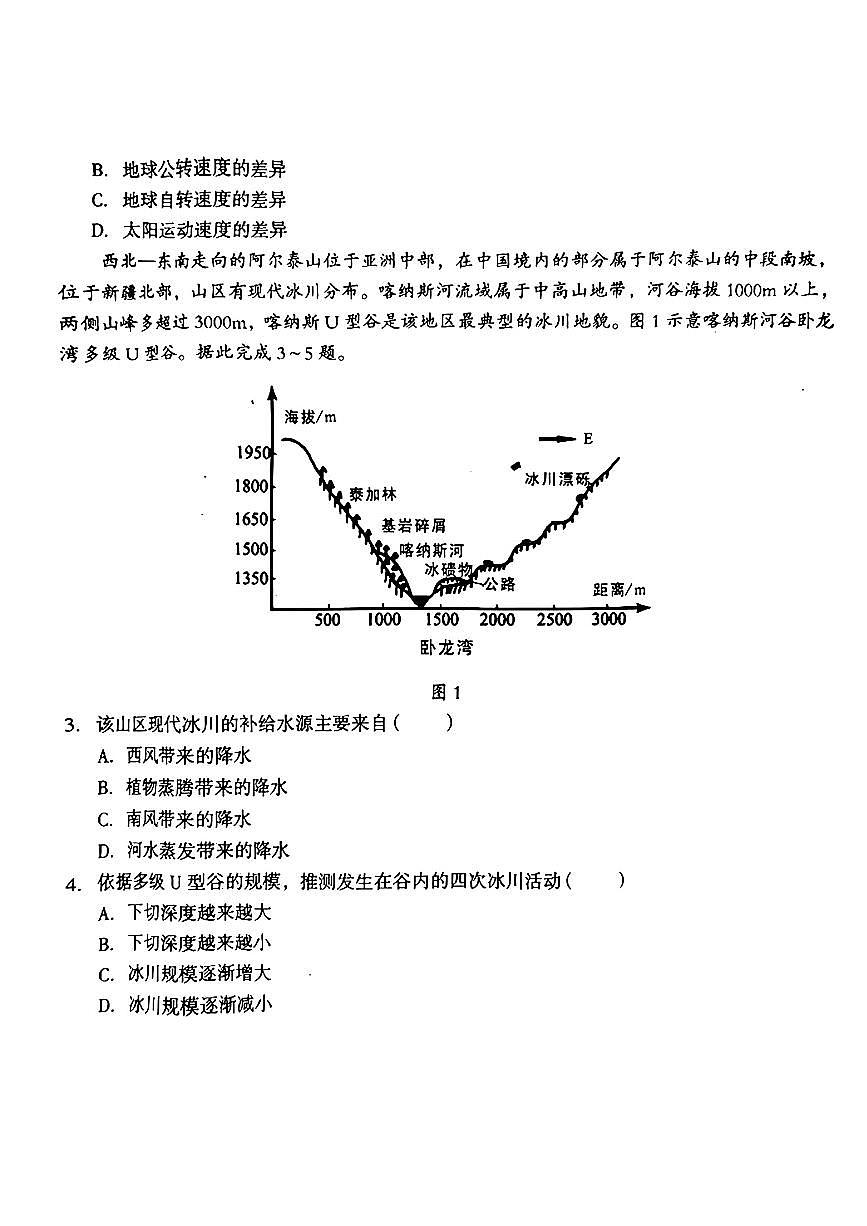 【安徽卷】安徽省1号卷A10联盟2025届高三上学期11月段考（11.14-11.15）                   地理试题卷第2页
