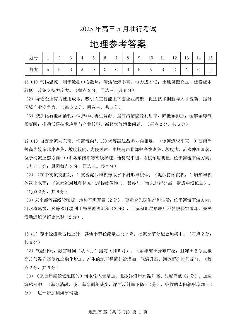 壮行考地理答案第1页