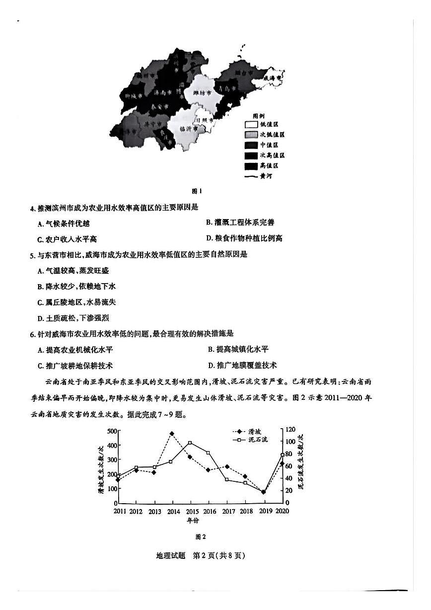 2025届山东省齐鲁名校教研共同体高三考前检测地理试题（高考模拟）第2页