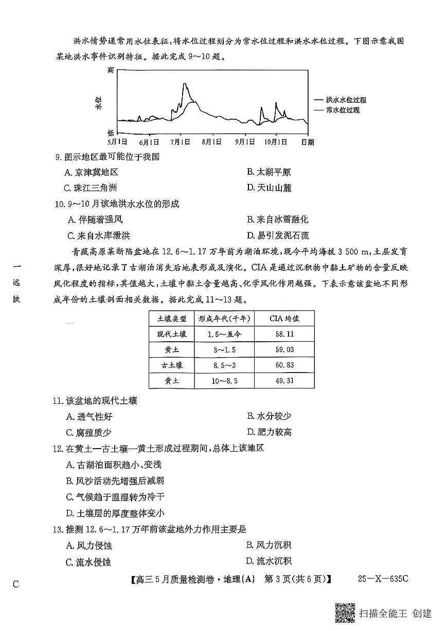 2025届山西省大同市实验中学等校高三三模地理试题（高考模拟）第3页