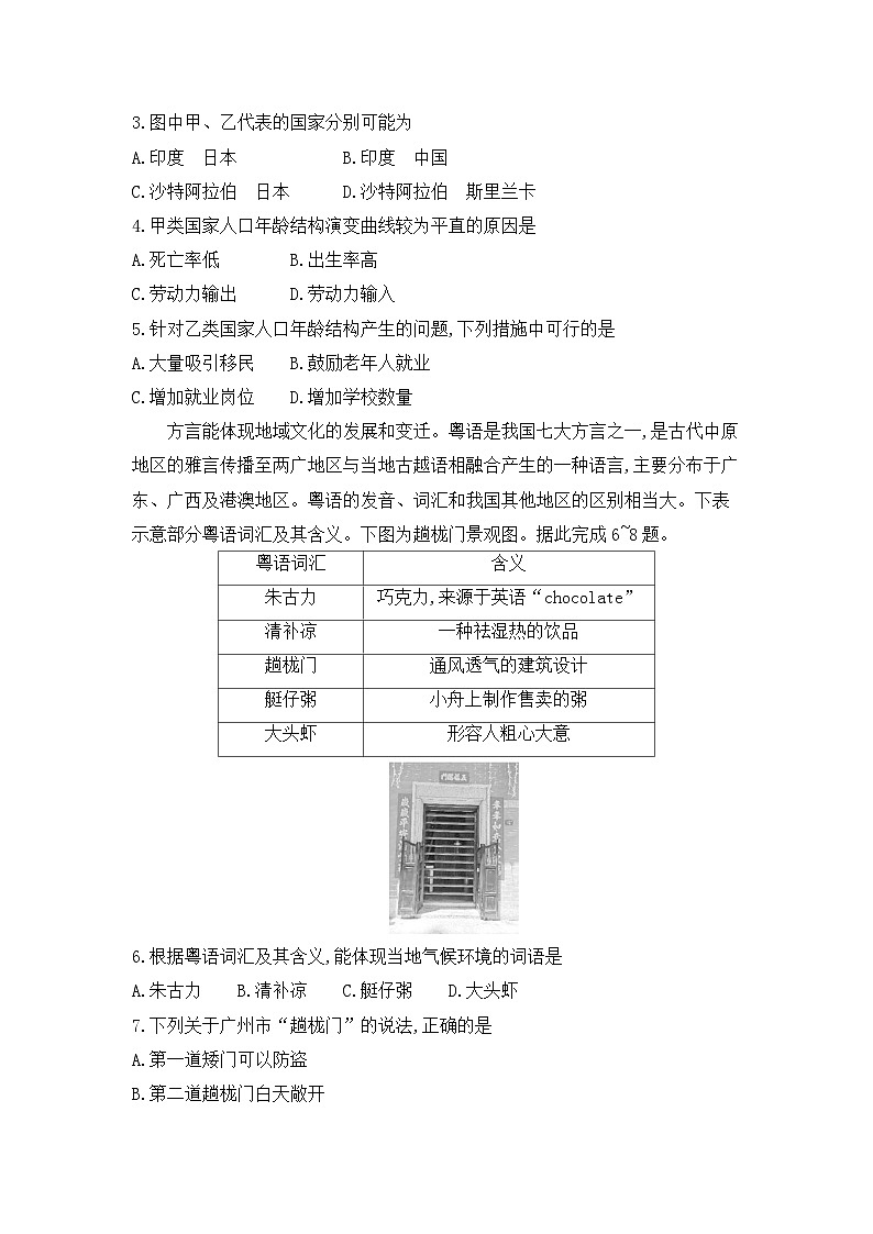 2025届安徽省临泉田家炳实验中学（临泉县教师进修学校）高考三模地理试题（高考模拟）第2页