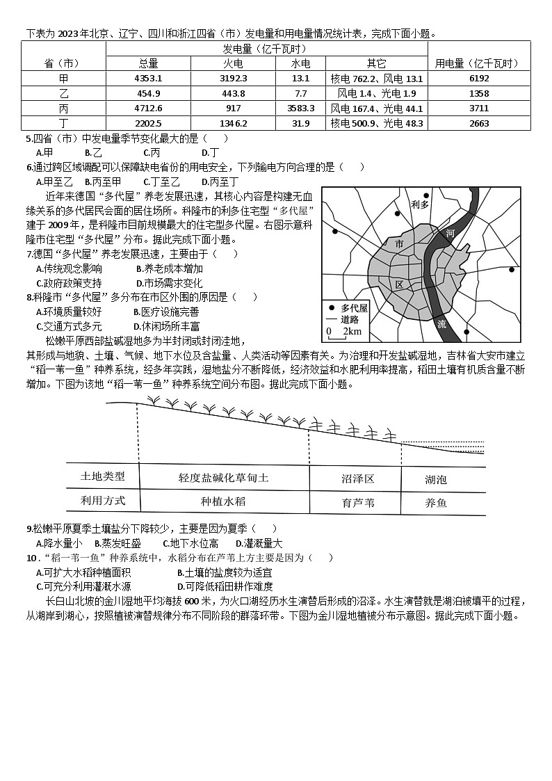2025届广东省汕头市高三三模地理试题（文字版 有答案）第2页