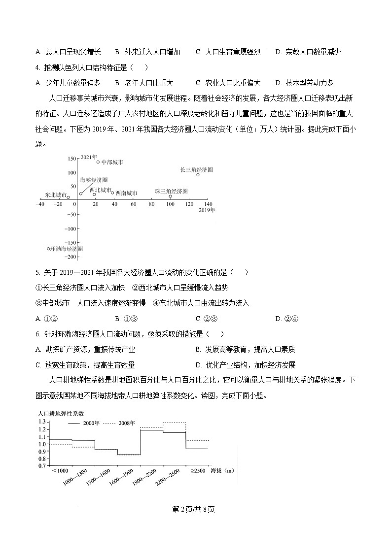 四川省眉山市仁寿县华兴中学等校2024-2025学年高一下学期4月期中地理试题（原卷版）第2页