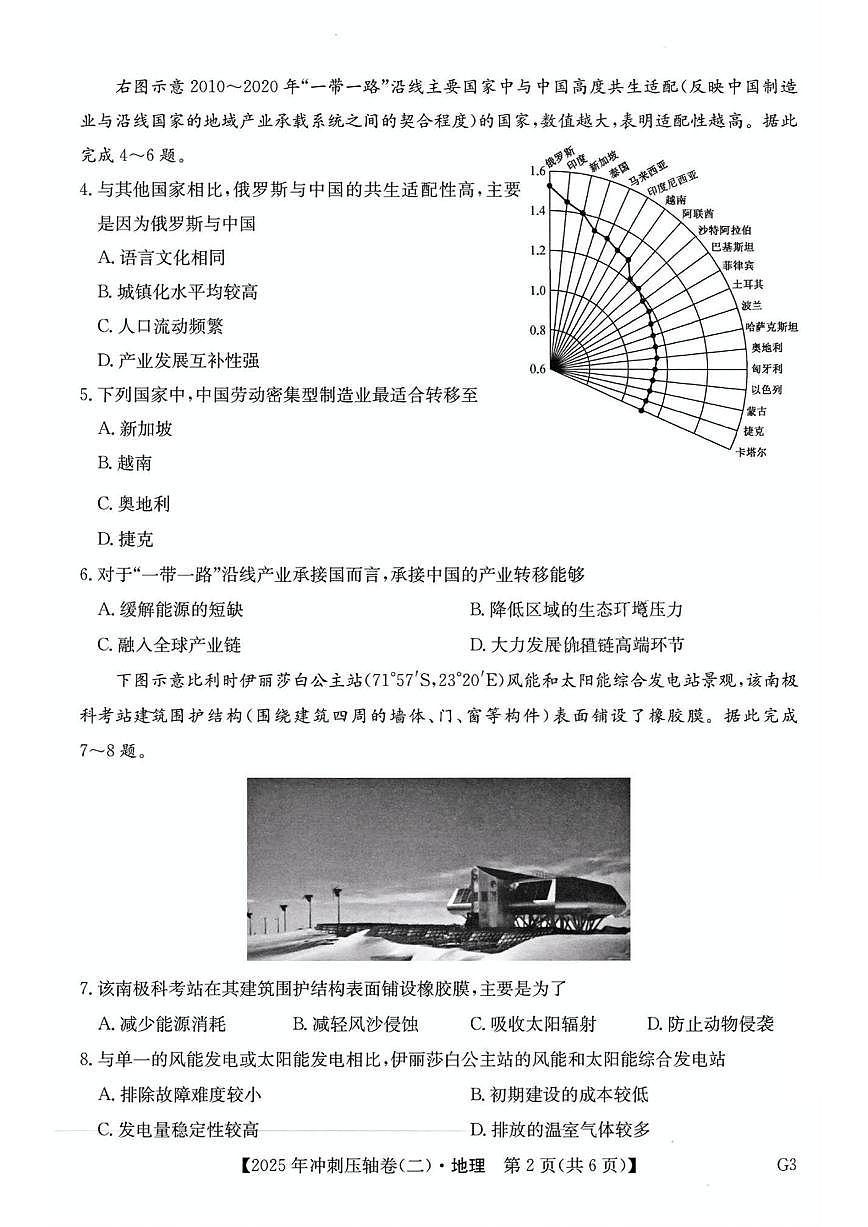 2025年普通高中学业水平选择性考试冲刺压轴卷（二）高三地理试题（PDF版附答案）第2页