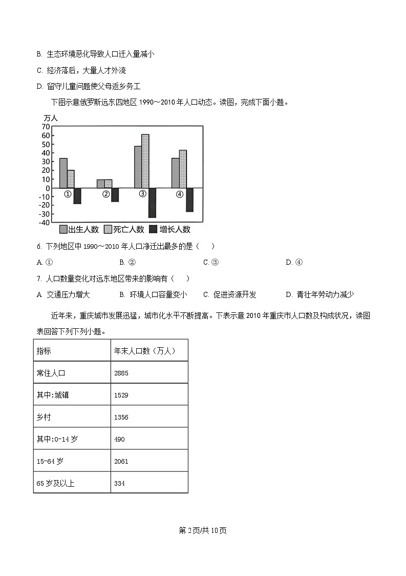 黑龙江省实验中学2024-2025学年高一下学期第一次阶段性测试地理试题（原卷版）第2页