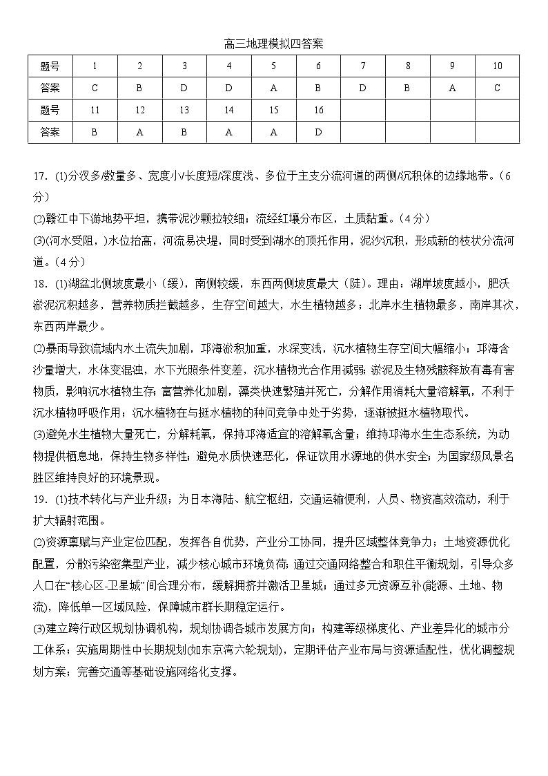 地理模拟四答案第1页