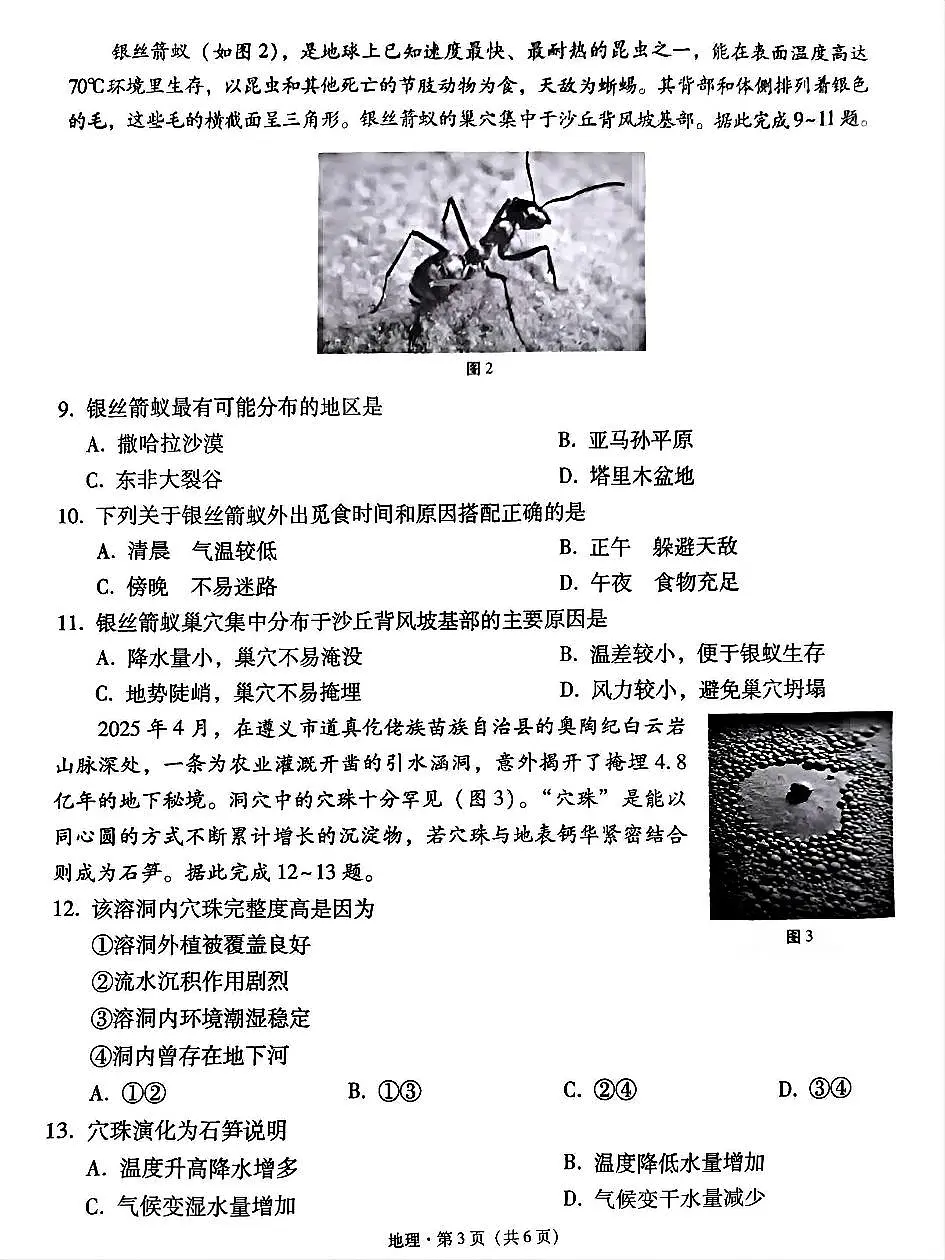 贵州省贵阳第一中学2025届高考适应性月考卷（八）地理第3页