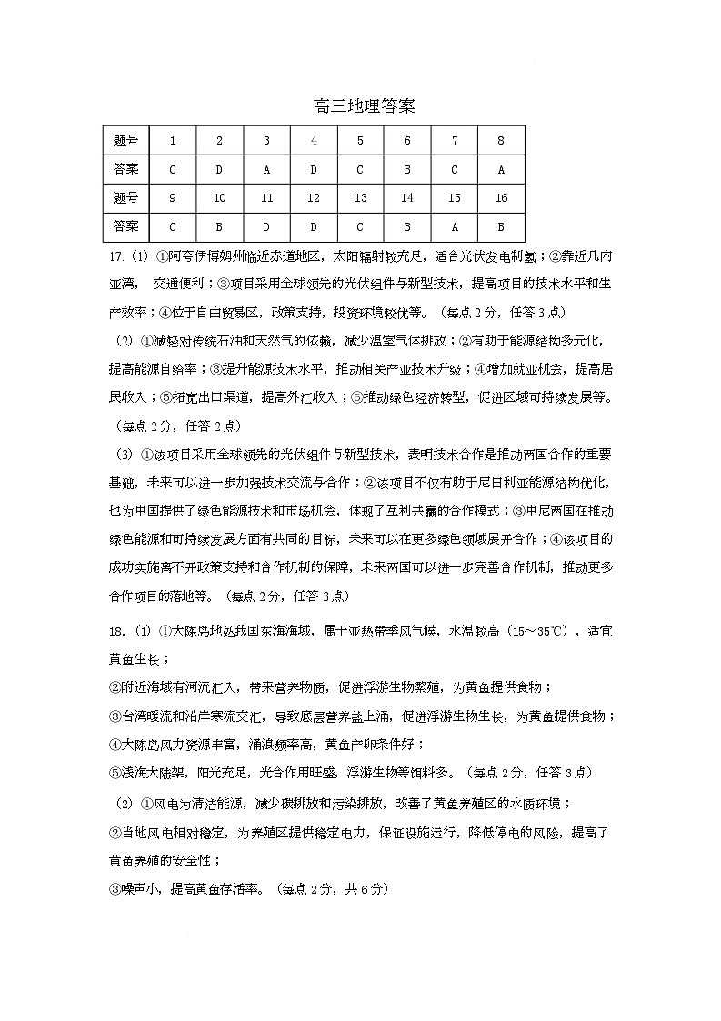 辽宁省锦州市高中高三五模地理试题及答案 1_高三地理答案第1页
