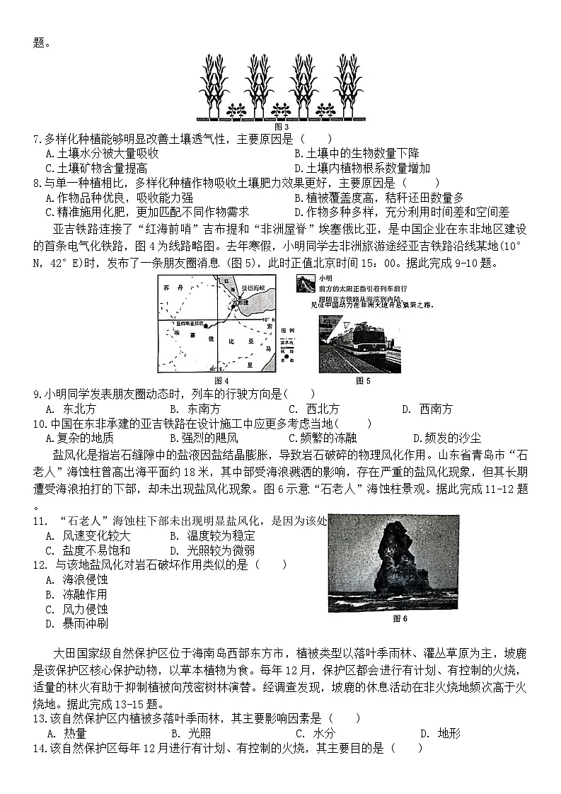 2025届重庆市育才中学高三二模地理试卷第2页
