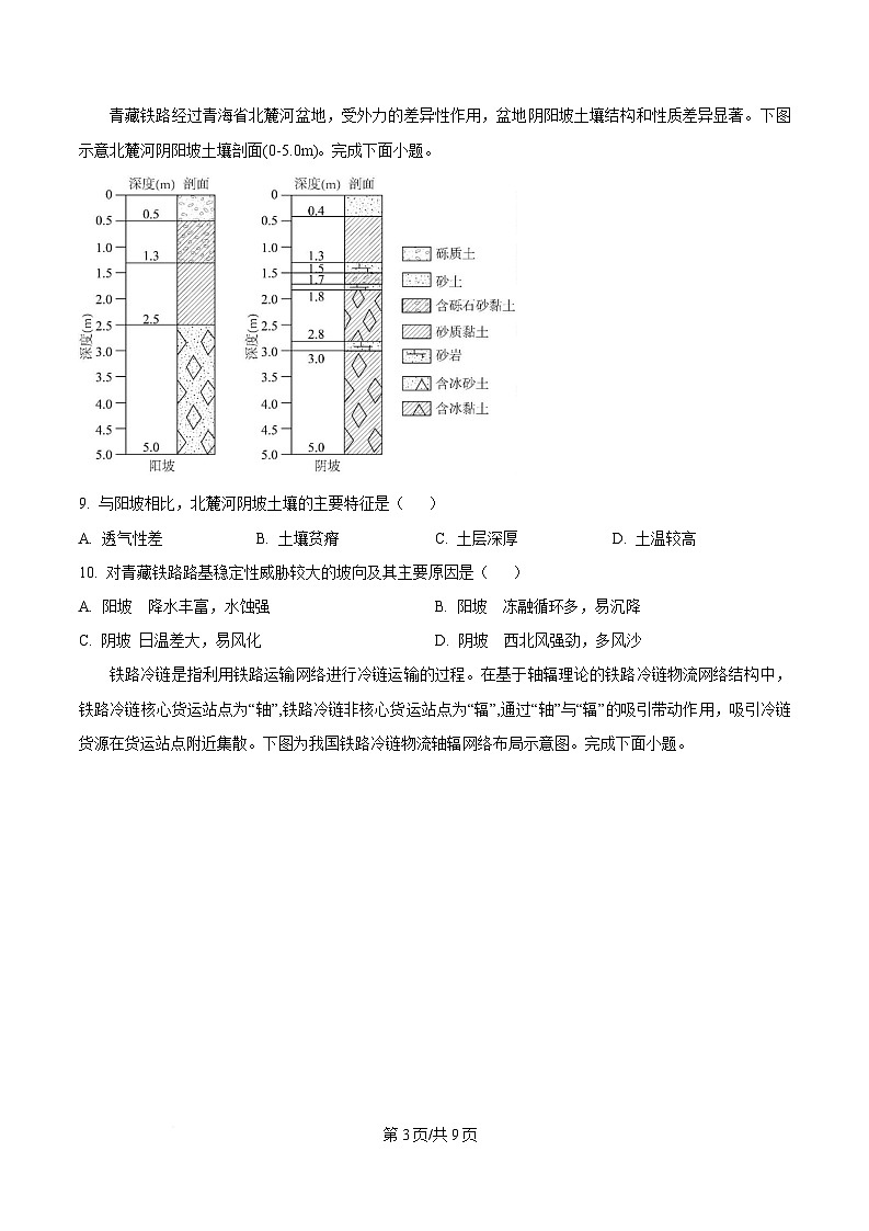 2025届浙江省诸暨市高三下学期5月适应性考试地理试卷（原卷版）第3页