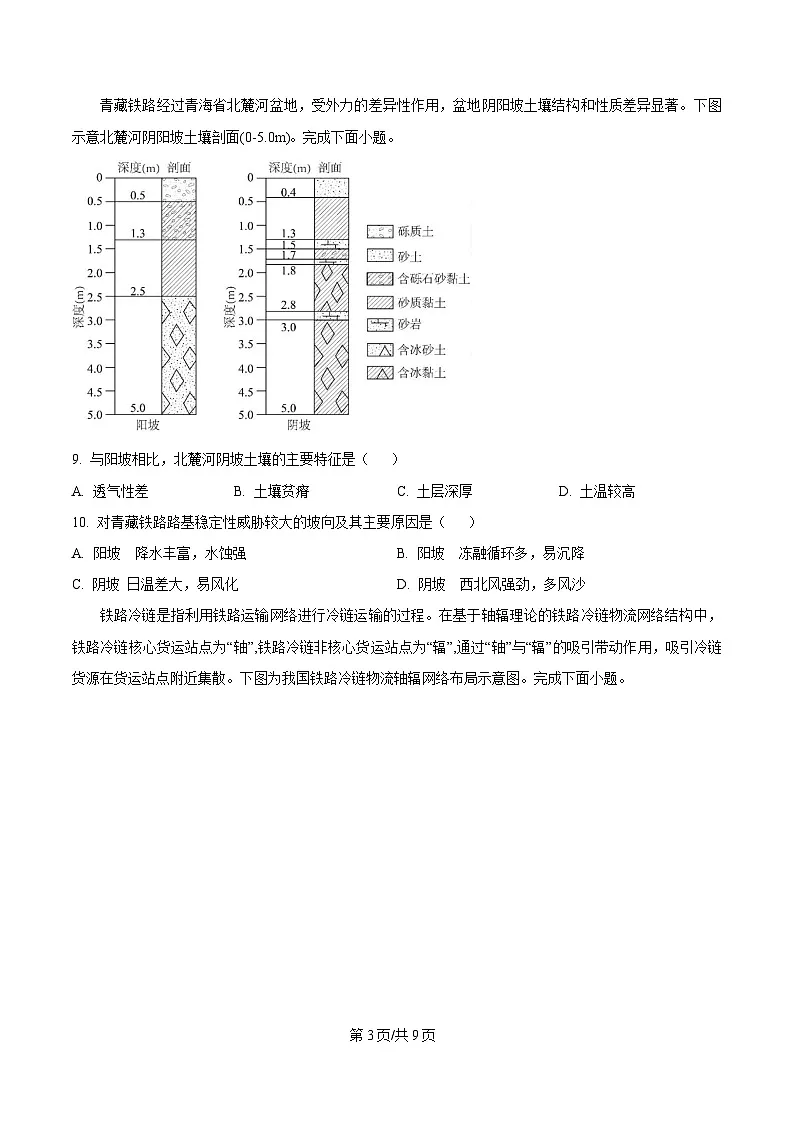 2025届浙江省诸暨市高三下学期5月适应性考试地理试卷（原卷版）第3页