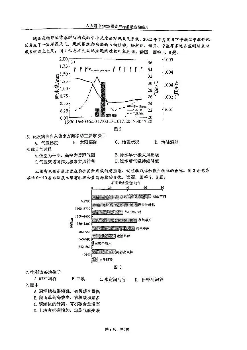 2025北京人大附中高三三模[高考模拟]地理试卷第2页