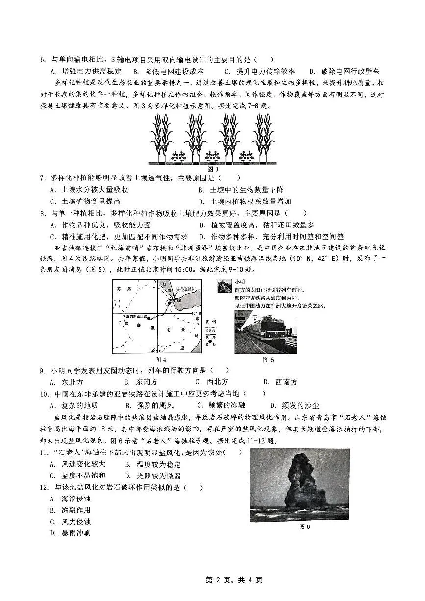 重庆市育才中学校2024-2025学年高三下学期模拟考试（二）地理试卷（高考模拟）第2页