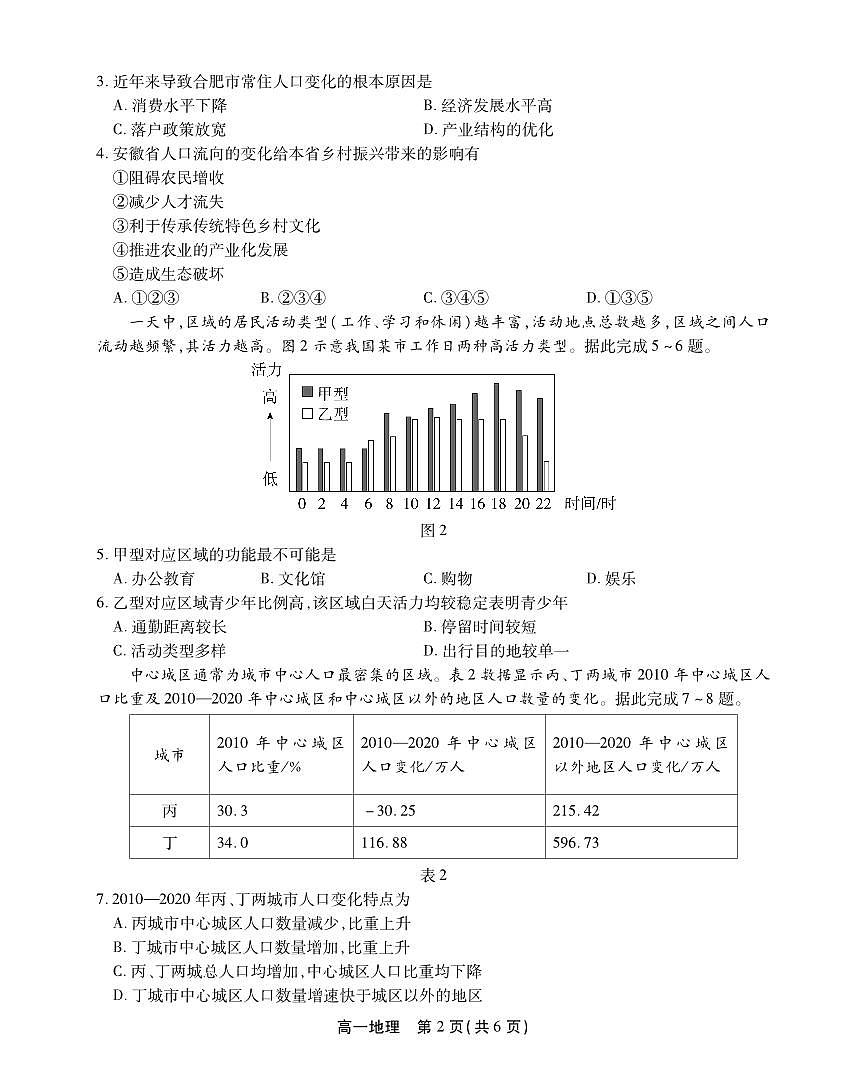 安徽省鼎尖名校高一5月阶段性检测地理SY第2页