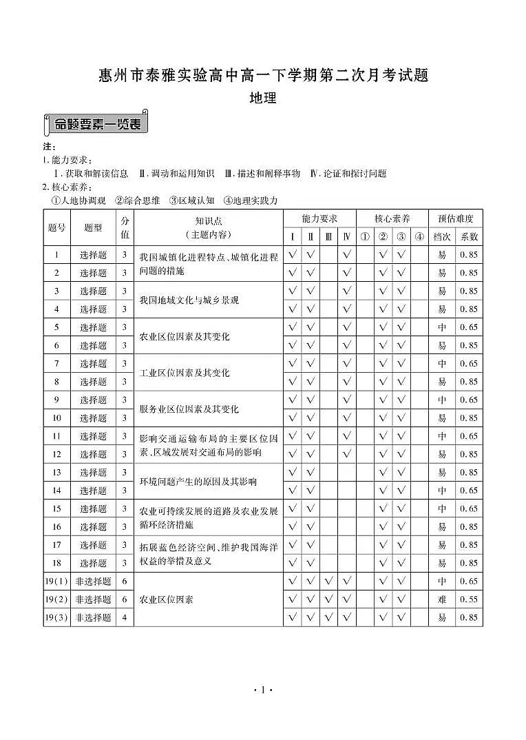 泰雅高一地理答案第1页