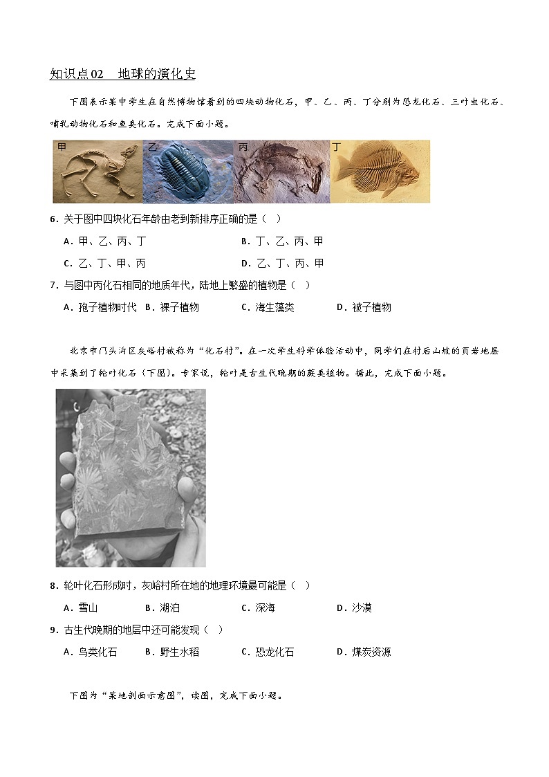 1.4地球的演化（知识点训练）-湘教版2019必修第一册高一地理同步第3页