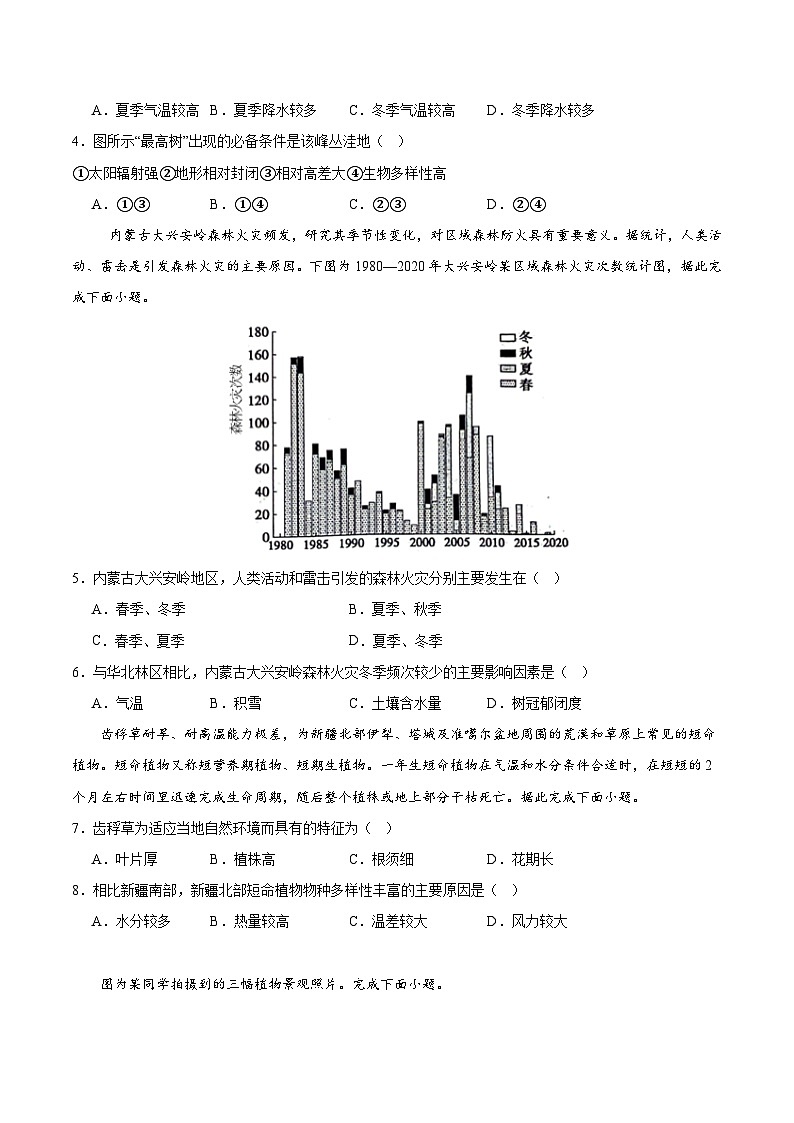 5.1+植被（分层练习）-人教版2019必修一高中地理高一上册第2页