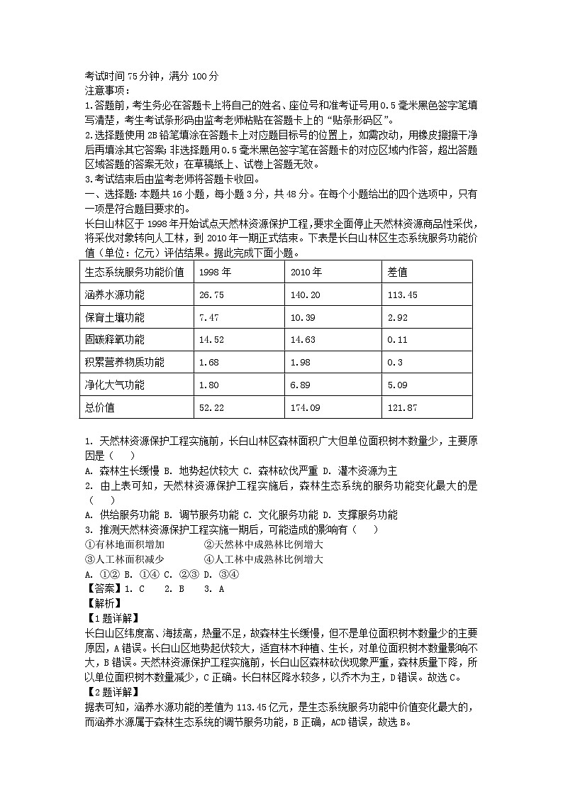 四川省成都市2024_2025学年高三地理上学期入学联考试题含解析第1页