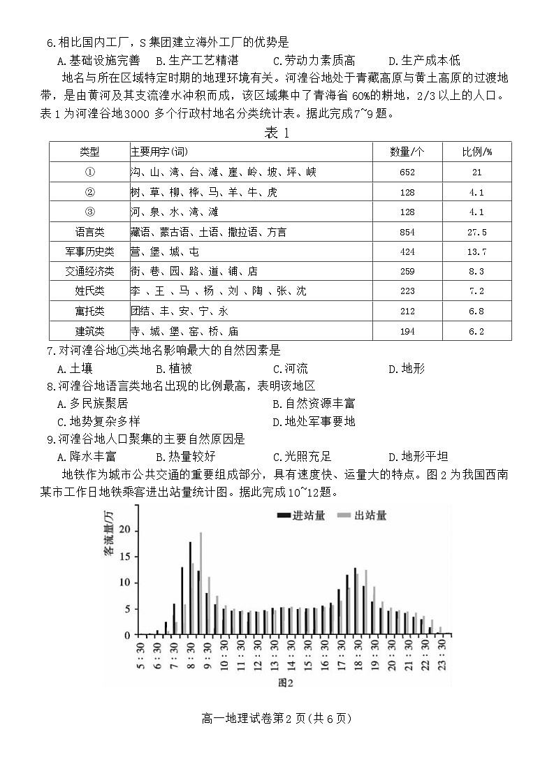 四川省内江市2023-2024学年高一下学期期末考试地理试题第2页