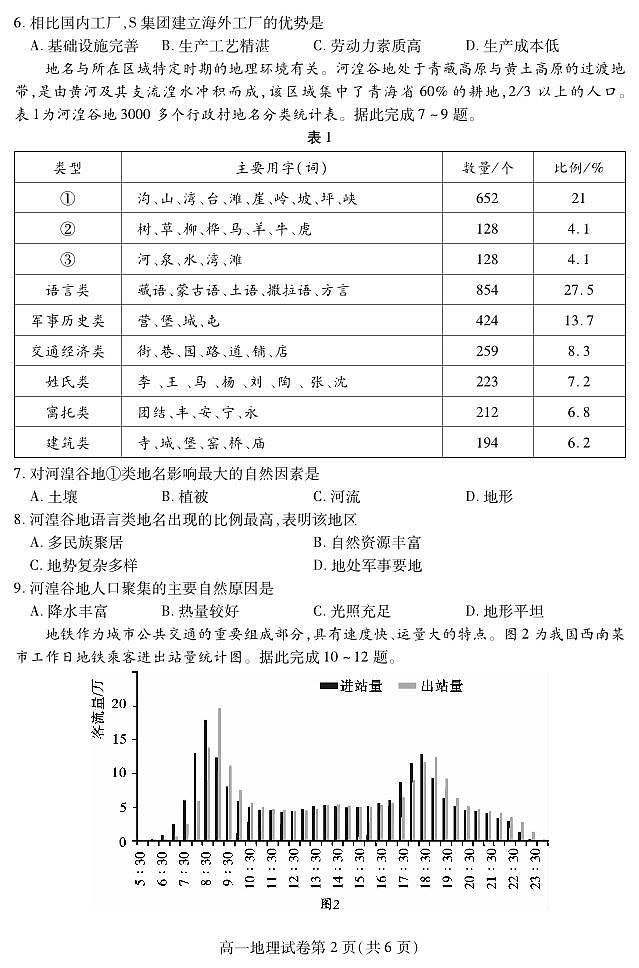 四川省内江市2023-2024学年高一下学期期末考试地理试题第2页