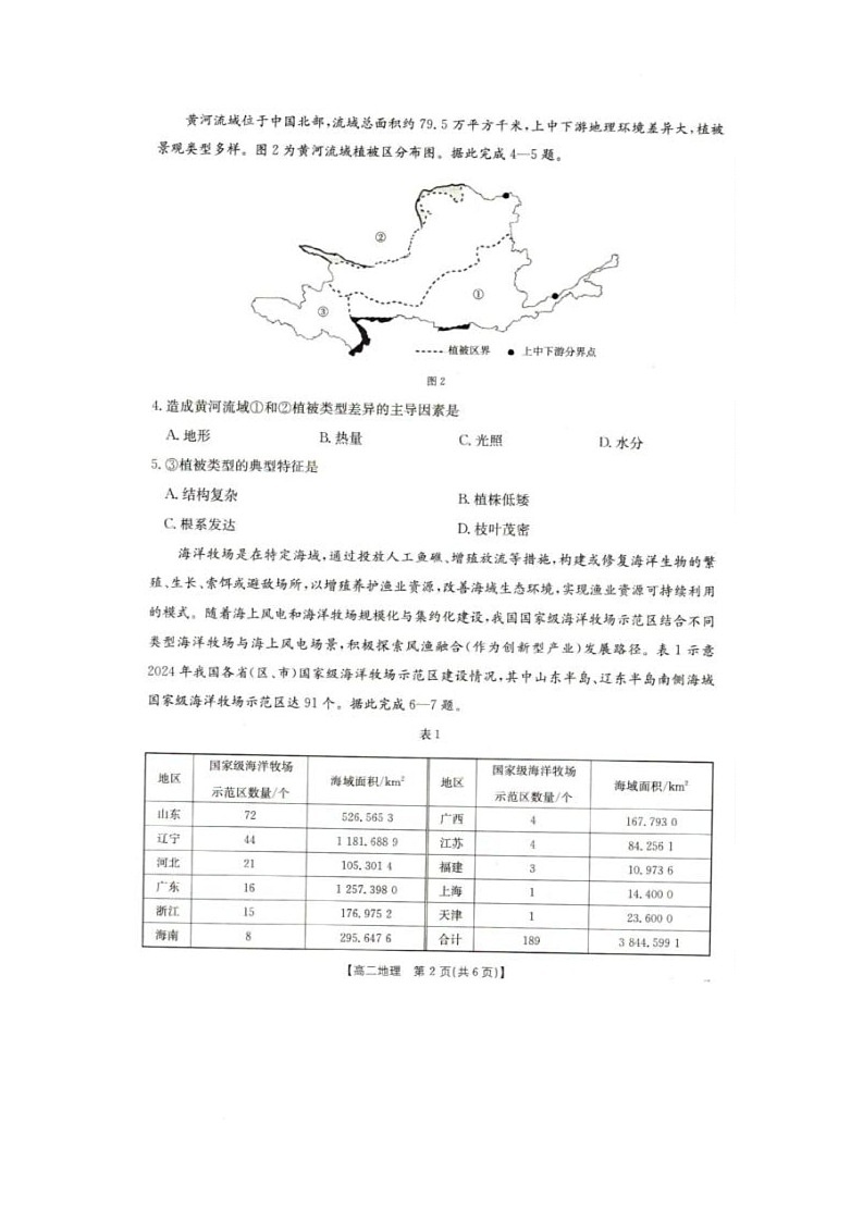 2025年5月抚顺市六校协作体高二联考地理试卷和答案 2025年5月抚顺市六校协作体高二联考地理试卷第2页