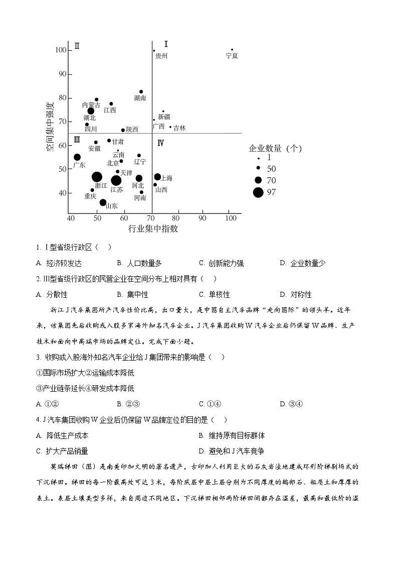 2024届东北三省四城市联考暨沈阳市高三质量监测（二）地理试题 Word版无答案第2页