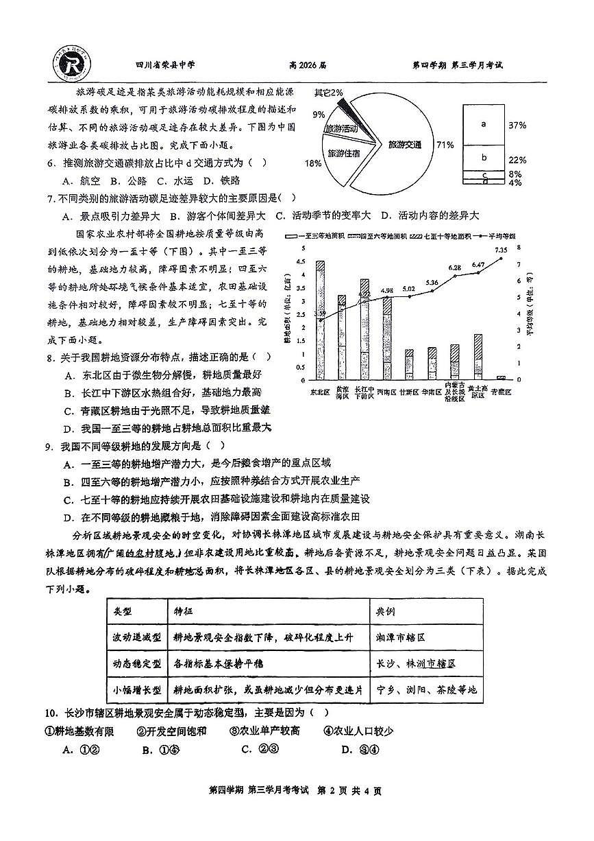 荣中 三月考 高二 地理 荣中 三月考 高二 地理试题第2页