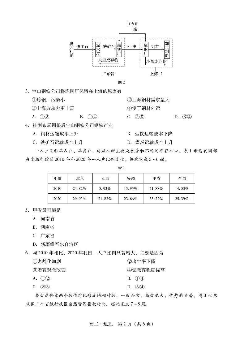 广东省汕尾市2023-2024学年高二下学期期末统考地理试卷第2页