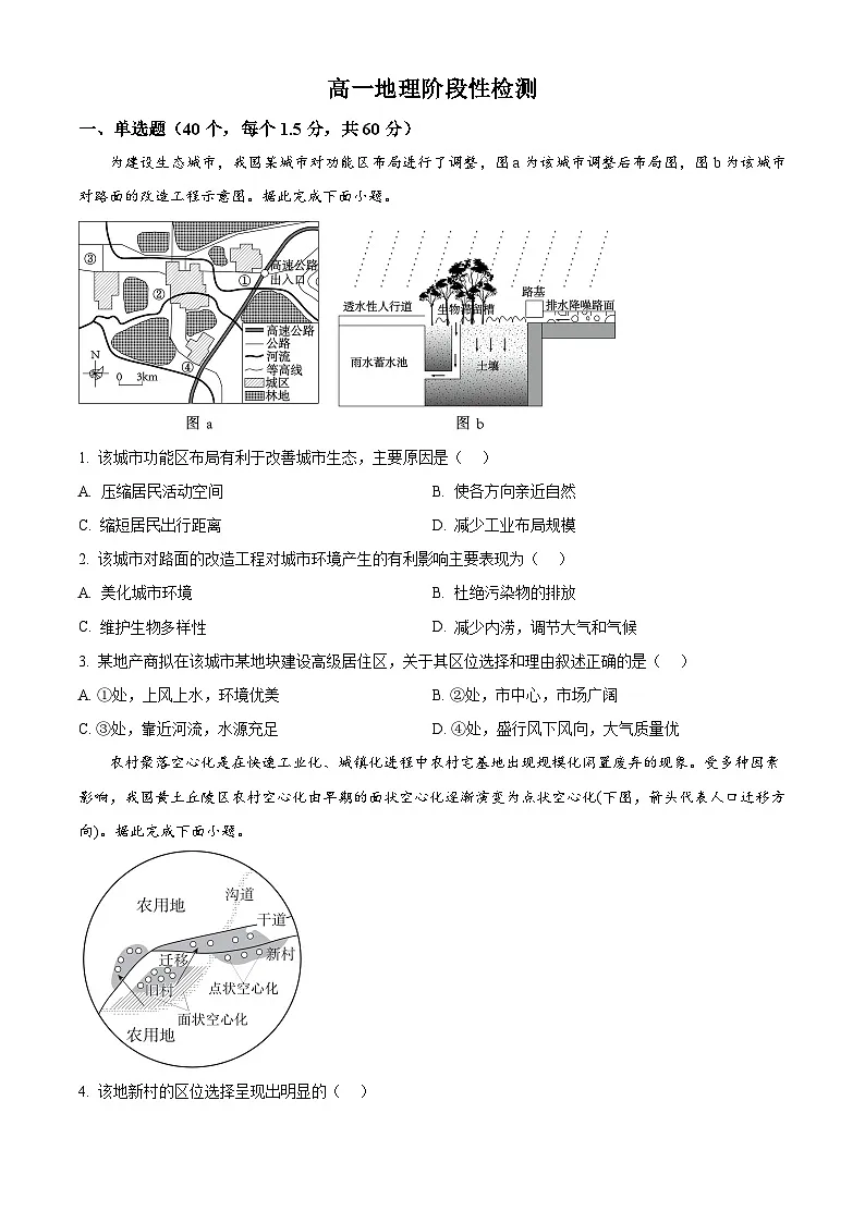 山东省青岛市胶州市实验中学2024-2025学年高一下学期6月月考地理试题第1页