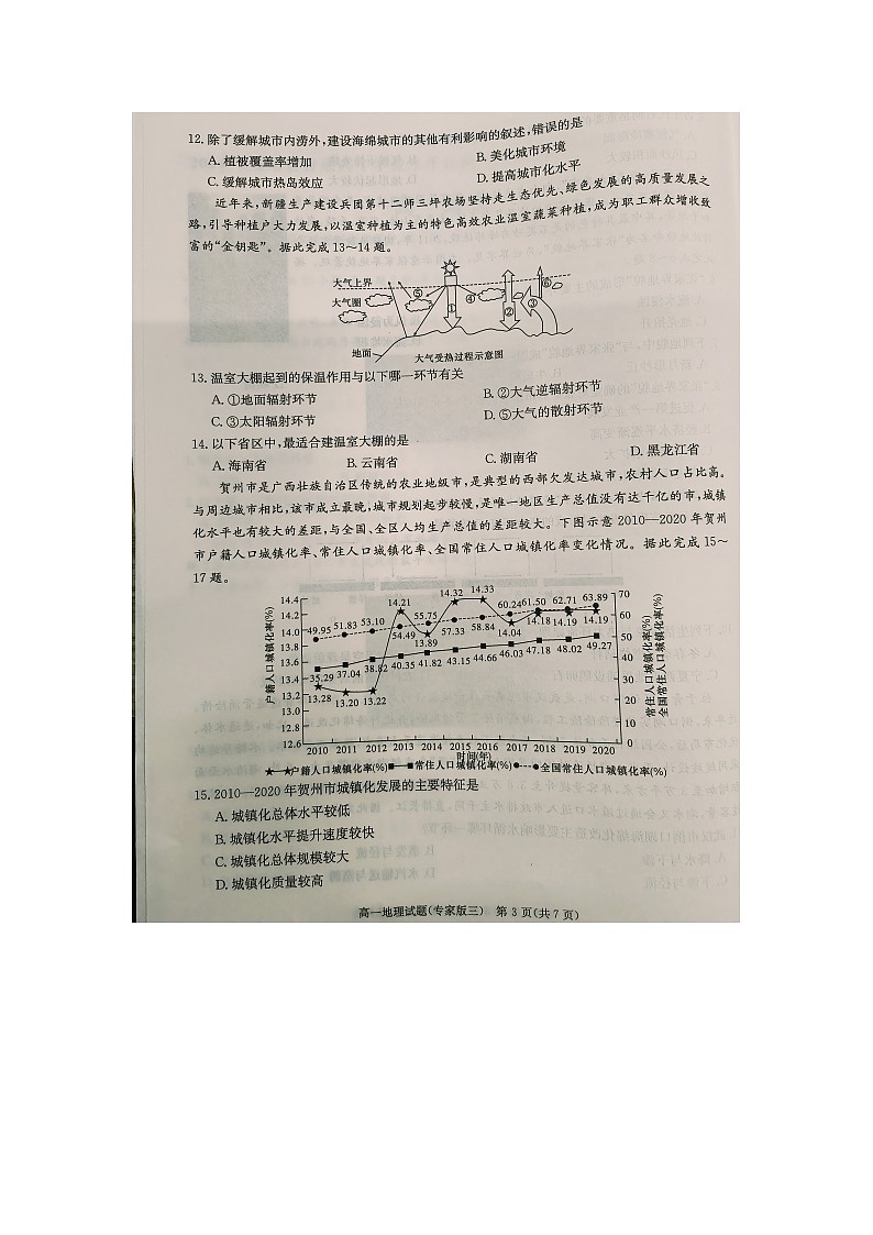 2024年湖南省普通高中学业水平合格性考试仿真地理试题（专家版三）试题第3页