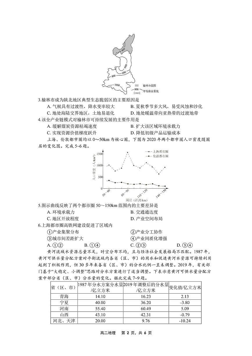 2024-2025（下）6月月度质量监测地理试题第2页
