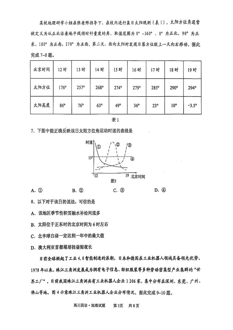 2025届山东省实验中学高三下学期第四次诊断考试-地理试题（含答案）第3页