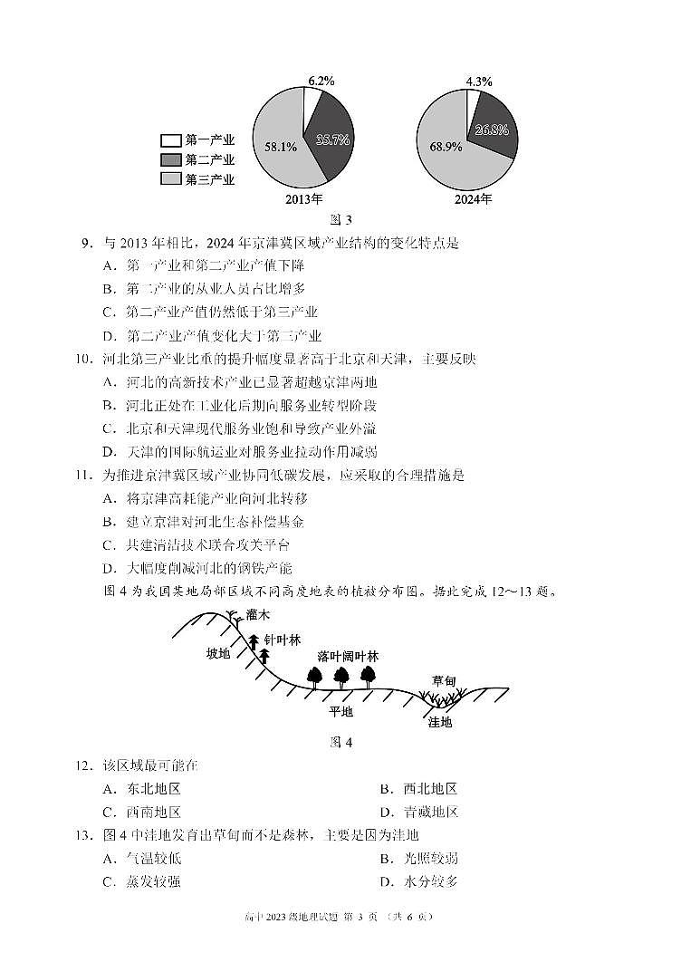 四川省成都市名校联盟2024-2025学年高二下学期期末考试地理试卷第3页