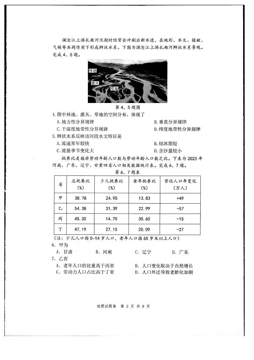浙江省杭州市2024-2025学年高二下学期期末地理测试卷第2页