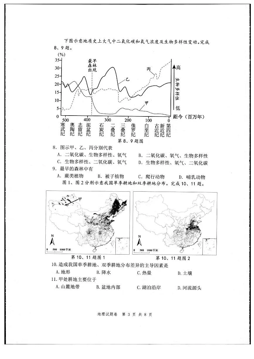 浙江省杭州市2024-2025学年高二下学期期末地理测试卷第3页